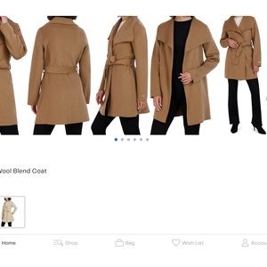 Tahari black wool lightweight wrap coat, size Small